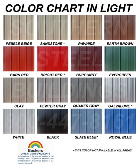 metal house clors|metallic building color chart.